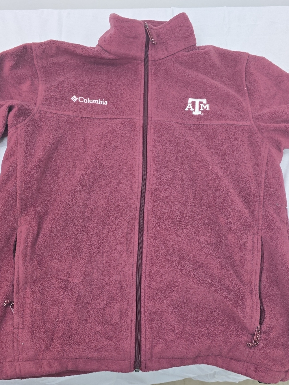 Columbia Maroon Full-Zip Teddy Fleece Jacket